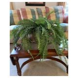 HAMMERED METAL PLANTER W/ HANDLES, FAUX FERN