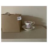 ROYAL ALBERT BONE CHINA TEACUP & SAUCER, FLORAL