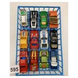 ASSORTED DIE-CAST TOY CARS W/ RACK, MATCHBOX, HOT