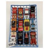 ASSORTED DIE-CAST TOY CARS W/ RACK, MATCHBOX, VW