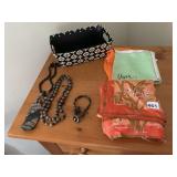 UNNA PRINTED SCARVES, BEADED NECKLACE & BRACELET,