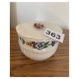 BELLEEK PANSY TRINKET BOX, PORCELAIN, FLORAL