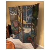 HAND-PAINTED 4-PANEL ROOM DIVIDER SCREEN,