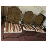 OUTDOOR FOLDING CHAIRS W/ WICKER BACKS, STRIPED