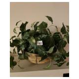 ARTIFICIAL POTHOS PLANT IN WOVEN BASKET W/ BRASS