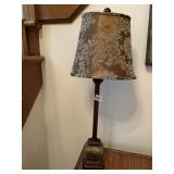 TABLE LAMP W/ DECORATIVE BASE, FABRIC SHADE W/