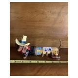 DACHSHUND FIGURINE, COWBOY OUTFIT, HAND-PAINTED