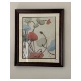 NOVAK FRAMED ART PRINT, ABSTRACT FLORAL MOTIF,