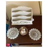 DISTRESSED WOOD MAIL SORTER, PR FROSTED GLASS
