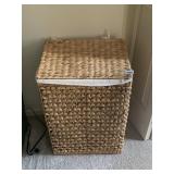 WOVEN NATURAL FIBER LAUNDRY HAMPER W/ LID, FABRIC