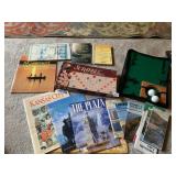 ASSORTED BOX LOT W/ SCRABBLE BOARD GAME, GOLF
