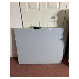 PLASTIC FOLDING TABLE, LIGHT GRAY, W/ INTEGRATED