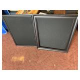 DARK FRAME DISPLAY CASES, BLACK FABRIC INTERIOR.