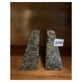 PAIR OF FOSSILIZED STONE BOOKENDS, MARBLED