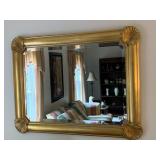 GILT FRAMED WALL MIRROR, SHELL MOTIFS,