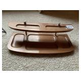 LONDON LEATHER WOOD DESK ORGANIZER, TWO-TIER,
