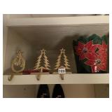 GOLD-TONE CHRISTMAS STOCKING HOLDERS, PAINTED