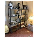 PAIR OF METAL SHELVING UNITS W/ ASSORTED