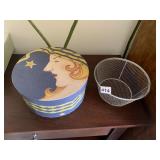 ROUND DECORATIVE HAT BOX, MOON FACE ART, STAR