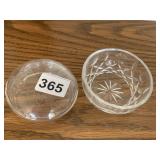 ETCHED GLASS LIDDED BOX, CUT GLASS LIDDED BOX,