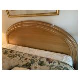 WOOD ARCHED HEADBOARD W/ METALLIC TRIM.