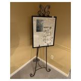 WROUGHT IRON DISPLAY EASEL, PAINTED PAISLEY