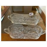 CLEAR PRESSED GLASS RELISH DISHES, PR.