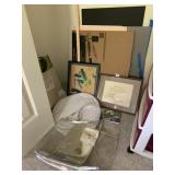 DKNY SILVER TOTE BAG, FRAMED ART & POEM, TEXTILE