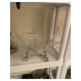 DECORATIVE CLEAR PLASTIC BOWL, SILVER-TONE RABBIT