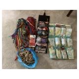 ASSORTED CRAFT SUPPLIES, YARN, RIBBONS,