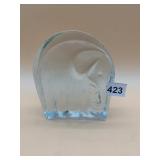 CLEAR PRESSED GLASS ELEPHANT FIGURINE.