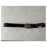 BROWN GENUINE LEATHER BELT W/ EMBOSSED EAGLE