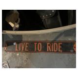 HARLEY-DAVIDSON METAL SIGN, BLACK AND ORANGE,