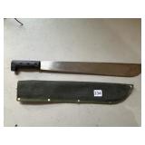 MACHETE W/ CANVAS SHEATH, BLACK HANDLE, STEEL