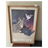 ACADEMY THE NATURE COMPANY FRAMED PRINT, ZEBRA,