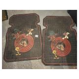RUBBER CAR FLOOR MATS W/ LOONEY TUNES CHARACTERS,