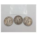1928 S LIBERTY STANDING QUARTER WITH 2 OTHER WORN