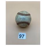 USED BASEBALL, RED STITCHING, FADED AUTOGRAPHS