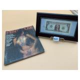 FRAMED US ONE DOLLAR BILL, SERIES 2009; PENTHOUSE