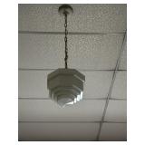 4 HANGING WHITE GLASS VINTAGE LIGHT FIXTURES