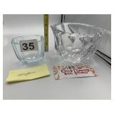 ORREFORS CRYSTAL FACETED BOWL AND OTHER