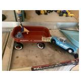 RADIO FLYER WAGON, 1957 CORVETTE MODEL CAR.