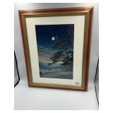 KAWASE HASUI FRAMED WOODBLOCK PRINT, "SPRING MOON