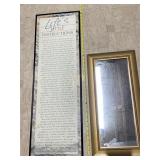 FRAMED MIRROR, GOLD-TONE FRAME, FRAMED "LIFE