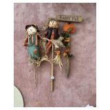 FALL DECOR, SCARECROW FIGURES ON STAKES, "HAPPY