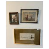 GUBA "FISHING BOATS" PRINT, M.E.H. SIGNED