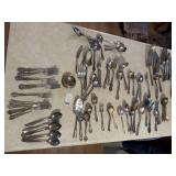 ASSORTED UTENCILS MOST SILVERPLATE