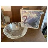 SMITH "SWAN SERENADE" FROSTED GLASS BOWL, CLEAR