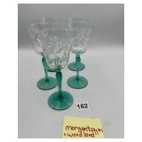 MORGANTOWN "WOODLAND" ETCHED GLASS STEMWARE,