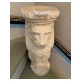 LION HEAD PEDESTAL, CAST COMPOSITION, OFF-WHITE